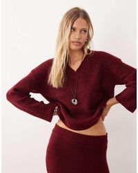 4th & Reckless - Ribbed Knitted V Neck Jumper Co-ord - Lyst