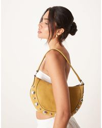Mango - Studded Detail Leather Hand Bag With Fringe Trim - Lyst