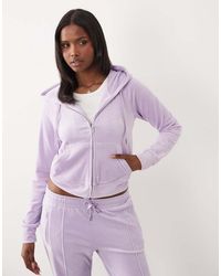 Juicy Couture - Velour Diamante Logo Detail Zip Through Hoodie Co-Ord - Lyst