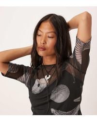 Never Fully Dressed - Petite Seashell Print Mesh T-shirt - Lyst