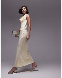 TOPSHOP - Falda Larga Amarillo De Corte Al Bies Y Talle Medio Con Diseño De Jacquard De (Parte De Un Conjunto) - Lyst