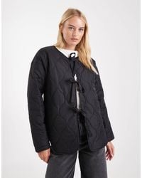 Vero Moda - Tie Front Quilted Jacket - Lyst