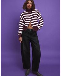 Stradivarius - Striped Knit Cardigan With Zip - Lyst