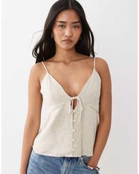 Abercrombie & Fitch - Linen Blend V Neck Cami Top - Lyst