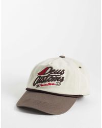Deus Ex Machina - 100% Cotton Logo Trucker Cap With Contrast Leather Fastening And Peak - Lyst
