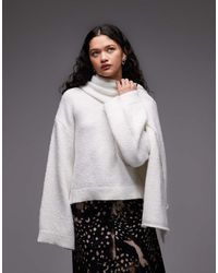 ASOS - Knitted Jumper With Attached Scarf With Wool - Lyst