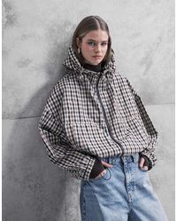 ASOS - Bomberjack Met Capuchon, Pofzoom En Ruitprint - Lyst