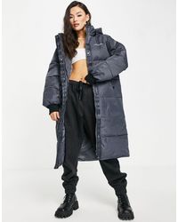 Sixth June - Oversized Longline Puffer Coat With Logo Lining - Lyst