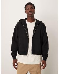 Abercrombie & Fitch - Sudadera Corta Negra Básica Con Capucha Y Cremallera De - Lyst