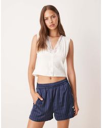 ASOS - Milkmaid Plunge Button Detail Top With Lace Trim - Lyst