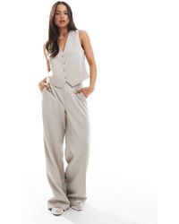 Object - Pantaloni Sartoriali Con Fondo Ampio Grigio Chiaro Gessato - Lyst