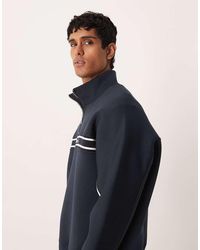 Calvin Klein - Central Block Stripe Quarter Zip Sweatshirt - Lyst