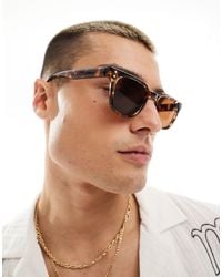 ASOS - Square Sunglasses With Silver Pips - Lyst