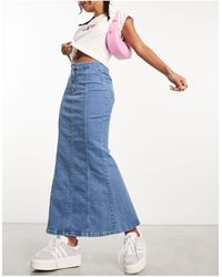 New Look - Seamed Denim Maxi Skirt - Lyst