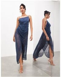 ASOS - Fine Lace Cami Maxi Dress With Drape Detail - Lyst