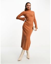 ASOS - Supersoft Grown On Neck Long Sleeve Midi Dress - Lyst