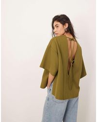 ARRANGE - Boxy Seam Top With Tie Back Detail - Lyst