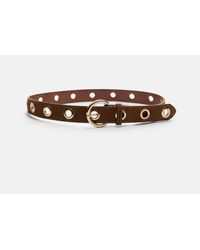 Stradivarius - Ceinture à détails œillets métallisés - marron - Lyst
