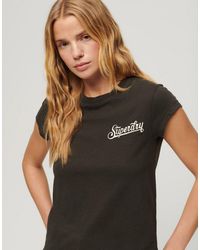 Superdry - T-shirt à manches courtes en tissu flammé avec motif rock rétro - mousse foncé hivernal - Lyst