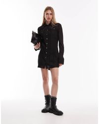 ASOS - Sheer Shirt Mini Dress With Contrast Twill Detail - Lyst