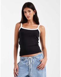 Pieces - Contrast Trim Cami Top - Lyst