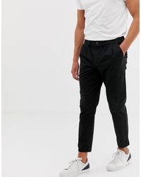 ASOS Cigarette Chinos With Pleats - Black