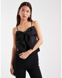 ONLY - Cropped Camitop Met Strik Met Lovertjes - Lyst