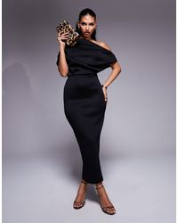 ASOS - Dramatic Neckline Midi Dress - Lyst
