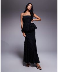 ASOS - Structured Lace Maxi Dress With Volume Godet Bodice - Lyst