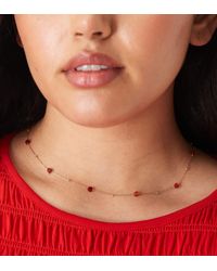 ASOS - Collar Dorado De Cadena Fina Con Piedras Semipreciosas Rojas En Forma De Corazón De Asos Design Curve-Rojo - Lyst