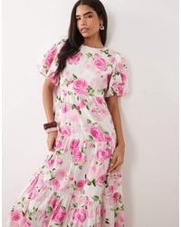 Y.A.S - Puff Sleeve Tiered Hem Maxi Dress - Lyst