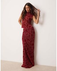ASOS - Flocked Mesh Low Rise Maxi Skirt - Lyst