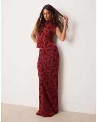 ASOS - Flocked Mesh Low Rise Maxi Skirt - Lyst