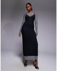 ASOS - Mesh Double Layer Corset Maxi Dress With Seaming Detail - Lyst