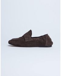 TOPSHOP - Brooks Ruched Back Real Suede Leather Loafers - Lyst
