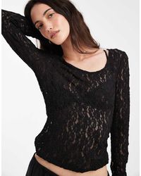 Vero Moda - Long Sleeve Lace Reversible Top - Lyst