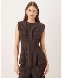 Wanderdoll - Blythe Tailored Cinch Waist Peplum Shirt Co-Ord - Lyst