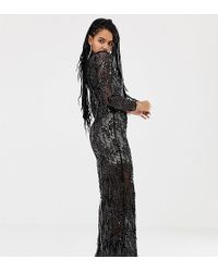 ASOS X Laquan Smith Funnel Neck Embellished Maxi Dress - Black