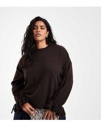 Pieces Plus - Pieces Curve Tie Cuff Detail Jumper - Lyst