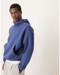ASOS - Super Oversized, Rechte Hoodie Van Zware Geborstelde Geribbelde Stof Met Opstaande Boord - Lyst