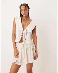 ASOS - Broderie Mid Rise Mini Skort - Lyst