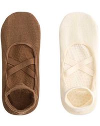 Oysho - 2 Pairs Of Cotton Blend Crossover Strap Yoga And Pilates Sneaker Socks - Lyst