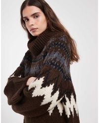 ONLY - Fair Isle High Neck Oversized Knitted Jumper - Lyst