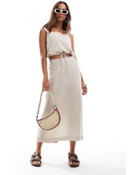 Vero Moda - Linen Blend Midi Skirt Co-ord - Lyst