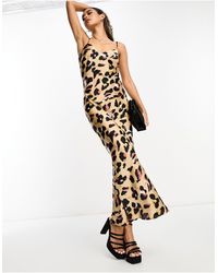 Never Fully Dressed - – wadenlanges trägerkleid mit leopardenmuster - Lyst