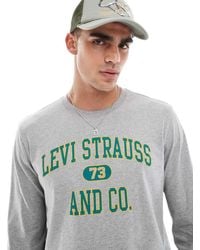 Levi's - Camiseta Gris Jaspeado Holgada De Manga Larga Con Logo Universitario De - Lyst