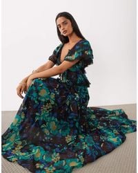 ASOS - Full Hem Ruffle Maxi Dress With Trim Detail And Open Back - Lyst