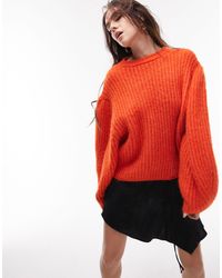 TOPSHOP - Knitted Volume Sleeve Fluffy Jumper - Lyst