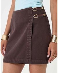 Threadbare - Pleated Denim Wrap Mini Skirt - Lyst