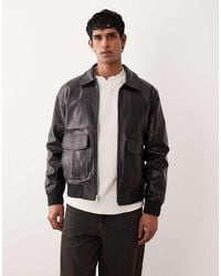 Abercrombie & Fitch - Vegan Leather Cropped Aviator Jacket - Lyst